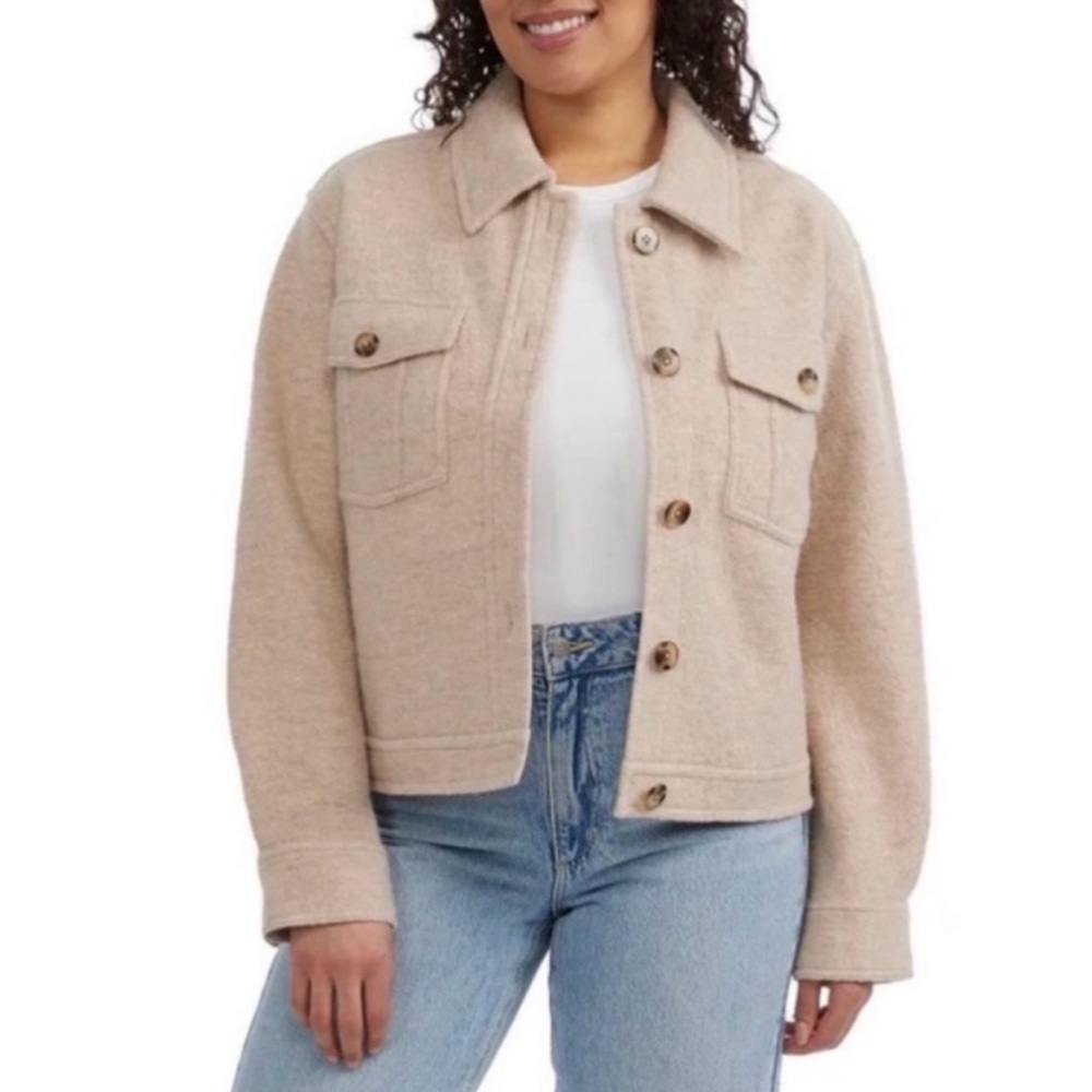 NWT🤍🤎Hunter Cream Wool Jacket